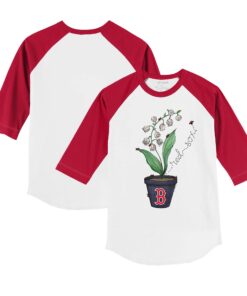 Youth Boston Red Sox Tiny Turnip White/Red Lilies & Ladybugs 3/4-Sleeve Raglan T-Shirt