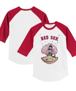 Youth Boston Red Sox Tiny Turnip White/Red Mermaid 3/4-Sleeve Raglan T-Shirt