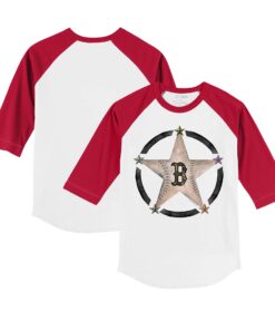 Youth Boston Red Sox Tiny Turnip White/Red Military Star 3/4-Sleeve Raglan T-Shirt