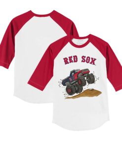 Youth Boston Red Sox Tiny Turnip White/Red Monster Truck 3/4-Sleeve Raglan T-Shirt