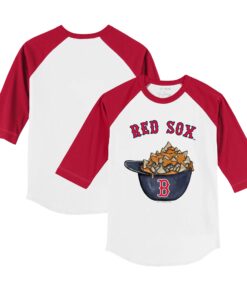 Youth Boston Red Sox Tiny Turnip White/Red Nacho Helmet 3/4-Sleeve Raglan T-Shirt