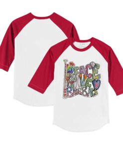 Youth Boston Red Sox Tiny Turnip White/Red Peace Love Baseball 3/4-Sleeve Raglan T-Shirt