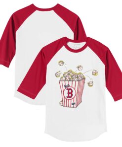Youth Boston Red Sox Tiny Turnip White/Red Popcorn 3/4-Sleeve Raglan T-Shirt
