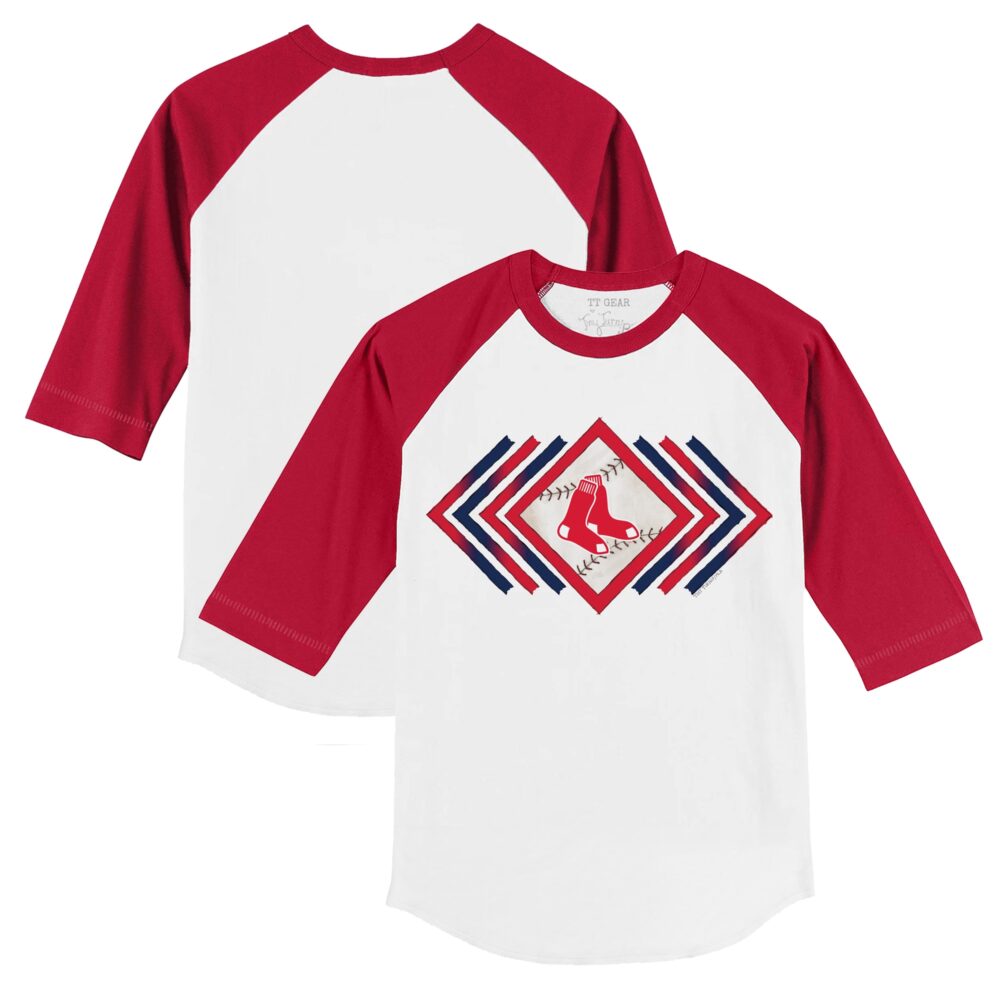 Youth Boston Red Sox Tiny Turnip White/Red Prism Arrows 3/4-Sleeve Raglan T-Shirt