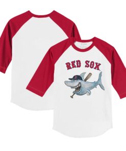 Youth Boston Red Sox Tiny Turnip White/Red Shark 3/4-Sleeve Raglan T-Shirt