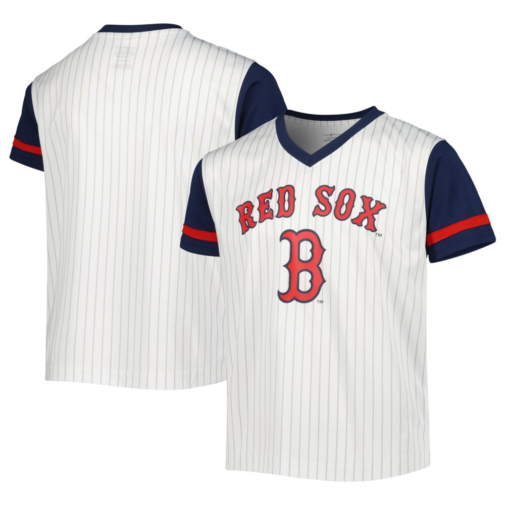 Youth Boston Red Sox White/Navy V-Neck T-Shirt