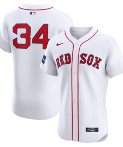 Men's Boston Red Sox David Ortiz Nike White Home Elite Sponsor Patch Player Jersey