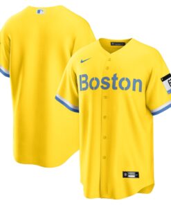 Men's Boston Red Sox Nike Gold-Light Blue City Connect Replica Jersey