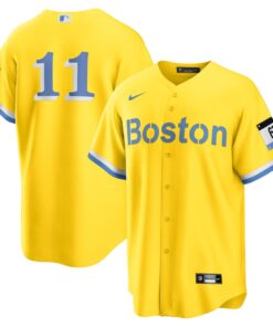 Men's Boston Red Sox Rafael Devers Nike Gold-Light Blue City Connect Replica Player Jersey