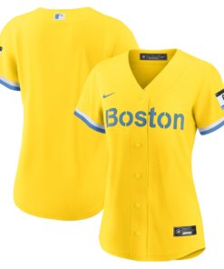 Women's Boston Red Sox Nike Gold-Light Blue City Connect Replica Jersey