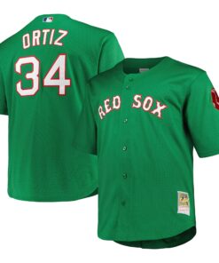 Men's Boston Red Sox David Ortiz Mitchell & Ness Kelly Green Big & Tall Cooperstown Collection Mesh Batting Practice Jersey