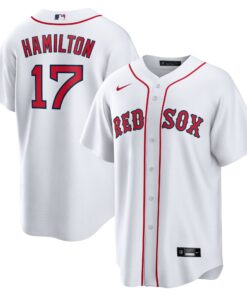 Men's Boston Red Sox David Hamilton Nike White Home Replica Jersey