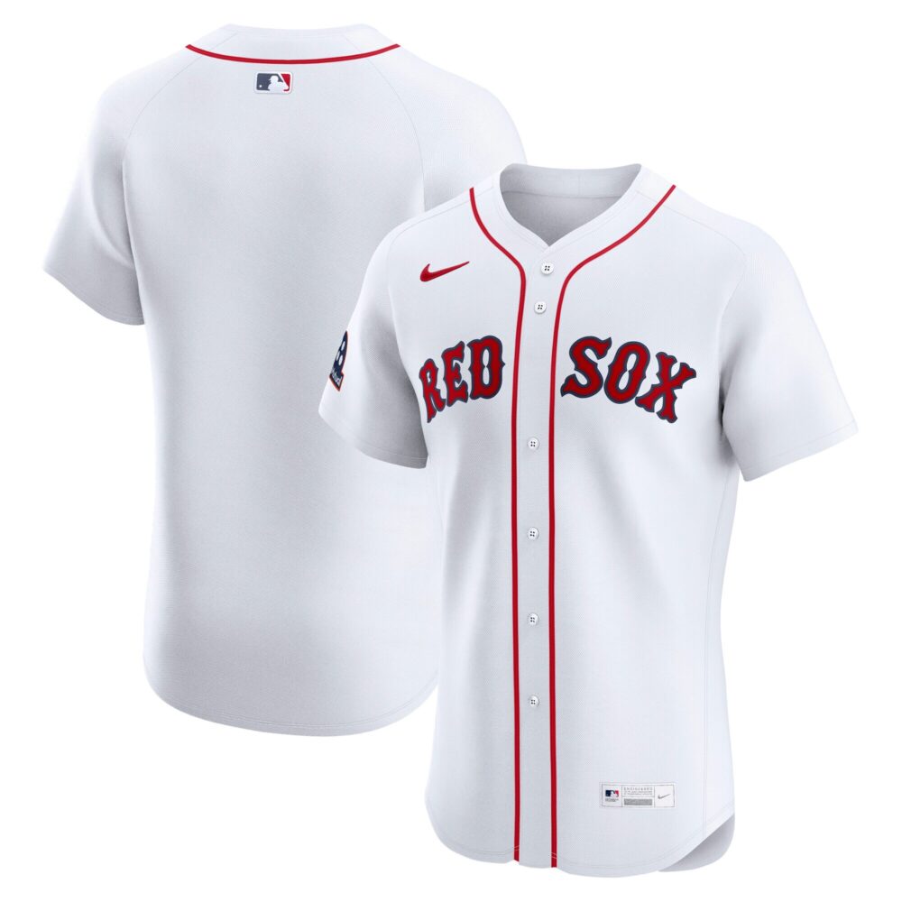 Men's Boston Red Sox Nike White Home Sponsor Patch Elite Jersey