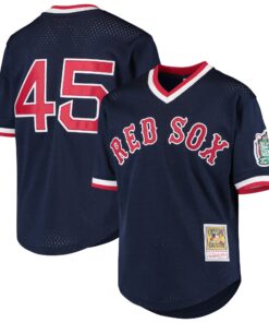 Youth Boston Red Sox Pedro Martinez Mitchell & Ness Navy Cooperstown Collection Mesh Batting Practice Jersey