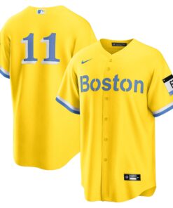 Men's Boston Red Sox Rafael Devers Nike Gold/Light Blue City Connect Replica Player Jersey
