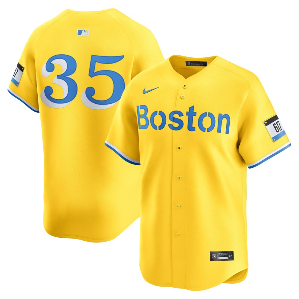 Men's Boston Red Sox Garrett Crochet Nike Gold Alternate Limited Jersey